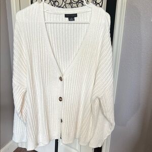 Sanctuary Off-White Ribbed Button-Front Cardigan